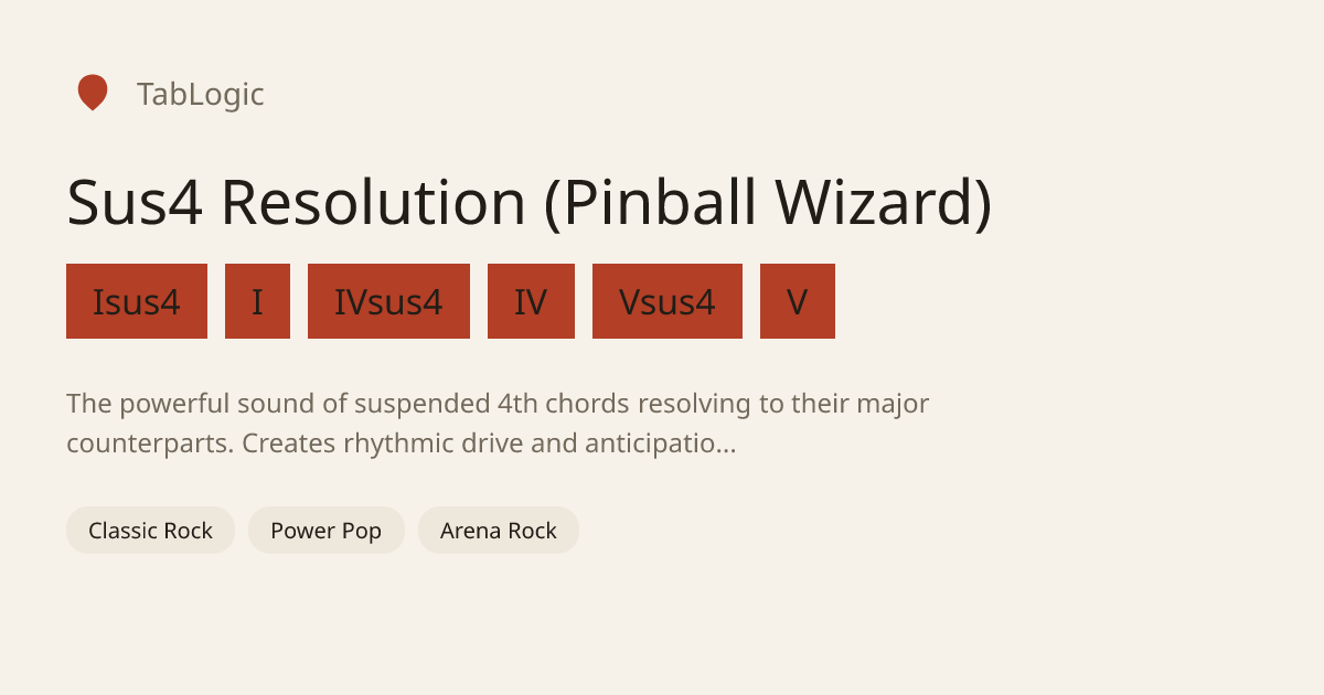 Sus4 Resolution (Pinball Wizard) Chord Progression (Bsus4-B-Esus4-E-F# ...